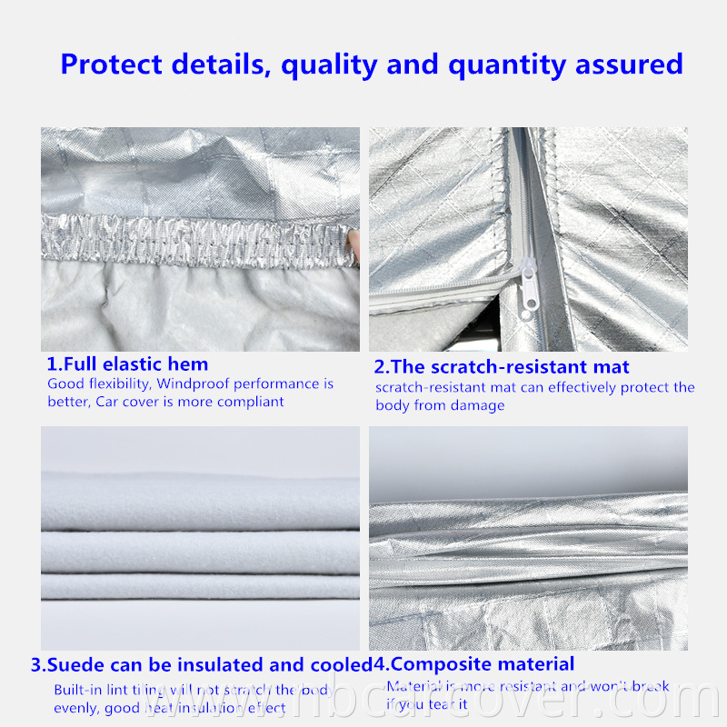 Customized sizes solid protection anti-uv hail protection silver film coating car cover resistant